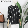 FOCALS福柯斯女装夏季新款圆领通勤七分袖印花衬衫YJAN023NW 商品缩略图1