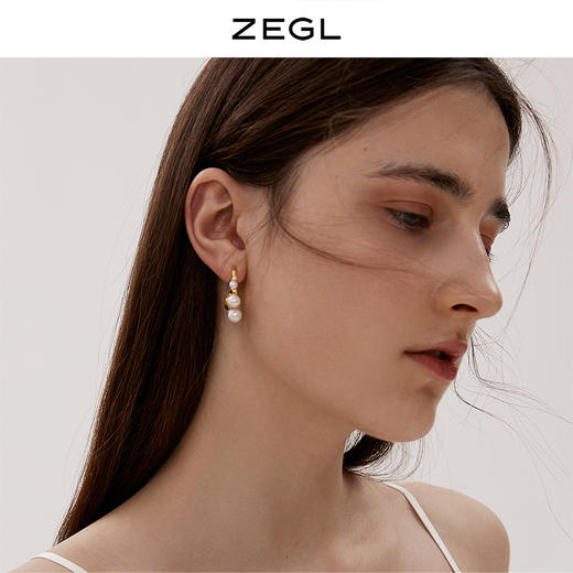 ZEGL设计师不规则人造珍珠耳环女2021年新款潮耳钉925银针耳饰品 商品图4