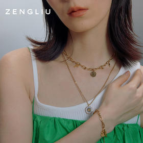 ZENGLIU设计师小雏菊双层硬币项链女ins冷淡风小众叠戴多层锁骨链