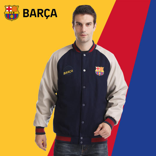 巴塞罗那官方商品丨巴萨新款加厚保暖夹克外套签名球迷棒球服 商品图1