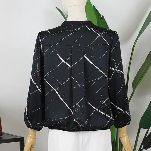 FOCALS福柯斯女装夏季新款小立领套头条纹印花衬衫YBAN005NS 商品图2