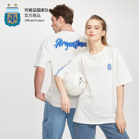 【特价商品，不支持退换货】阿根廷国家队官方商品丨蓝白队徽潮T发泡国潮短袖情侣T恤梅西球迷