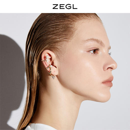 ZEGL设计师不规则人造珍珠耳夹女气质时尚耳骨夹耳环无耳洞耳饰品 商品图2