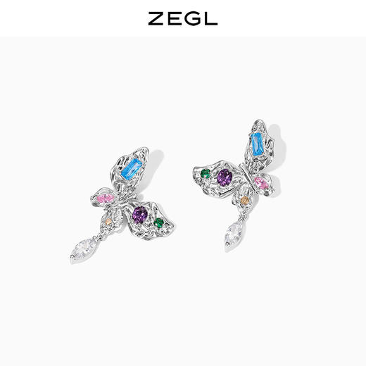 ZEGL设计师法式复古蝴蝶耳钉女高级感气质耳环925银针网红耳饰品 商品图1