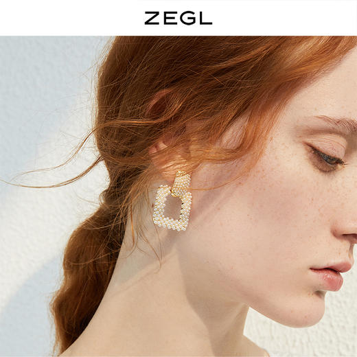 ZEGL法式复古仿珍珠方形耳环女轻奢气质优雅耳钉925银针春夏耳饰 商品图3