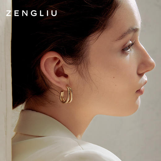 ZENGLIU弧形耳钉简约耳圈女ins冷淡风气质网红耳环925银针耳饰品 商品图0
