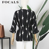 FOCALS福柯斯女装夏季新款圆领通勤七分袖印花衬衫YJAN023NW 商品缩略图2