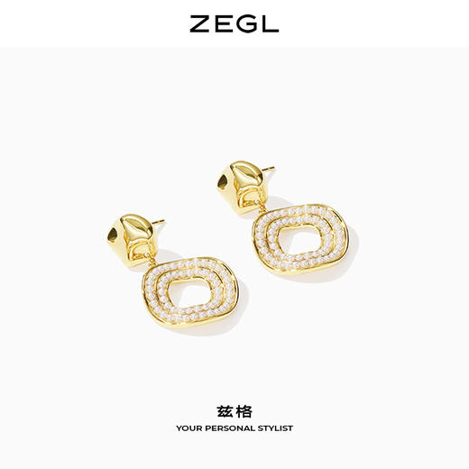 ZEGL不规则耳钉女高级感复古气质仿珍珠耳坠耳环925银针网红耳饰 商品图4