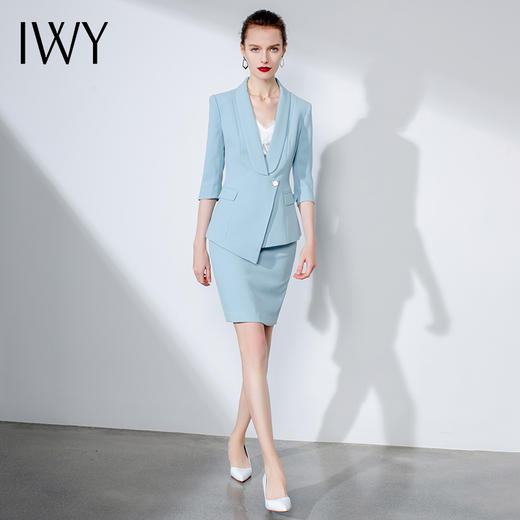 IWY/小西服套装女韩版蓝色休闲时尚修身职业装气质女神范
C1117+S1117 商品图2