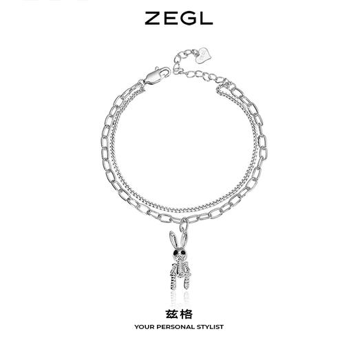 ZEGL925纯银复古双层机械兔子手链女ins小众设计冷淡风个性手饰品 商品图0