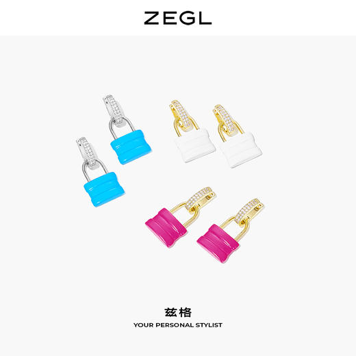 ZEGL可爱卡通小锁耳环女小众设计感简约耳扣耳钉耳坠复古网红耳饰 商品图1