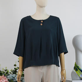 FOCALS女装夏季新款纯色圆领百搭通勤T恤上衣RGBN292G7