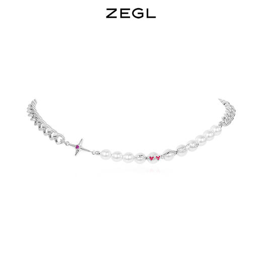 ZEGL设计师ot扣项链星星项链女小众设计感人造珍珠嘻哈锁骨链配饰 商品图1