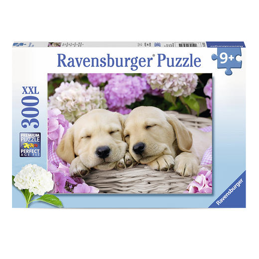 Ravensburger拼图 平面拼图300片睡篮中的小奶狗RAVC132355 商品图0