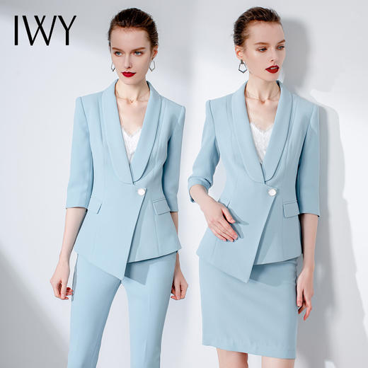 IWY/小西服套装女韩版蓝色休闲时尚修身职业装气质女神范
C1117+S1117 商品图4
