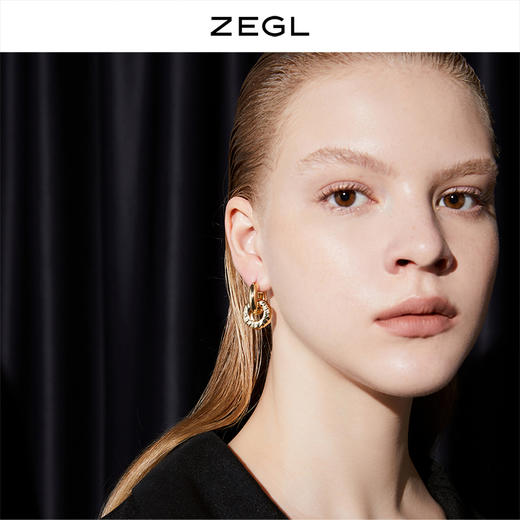 ZEGL金色环扣耳环耳扣女2021年新款潮法式复古耳钉小众网红耳饰品 商品图1
