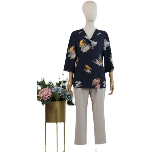 FOCALS福柯斯女装夏季新款桑蚕丝翻领系带印花衬衫RGBN358BV 商品图4