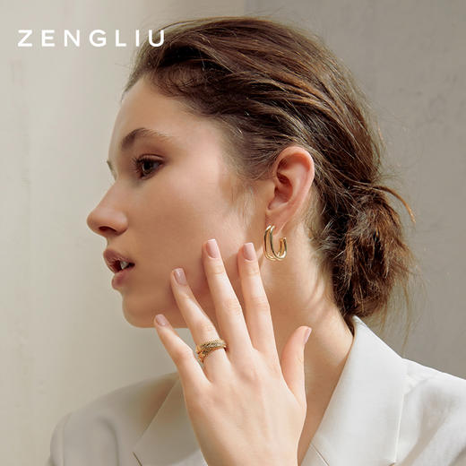 ZENGLIU弧形耳钉简约耳圈女ins冷淡风气质网红耳环925银针耳饰品 商品图2