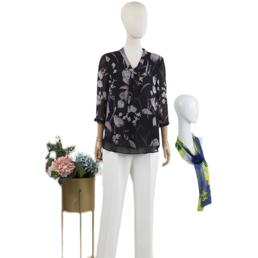 FOCALS福柯斯女装夏季新款时尚气质领带真丝印花衬衫RGBN285PV 商品图4