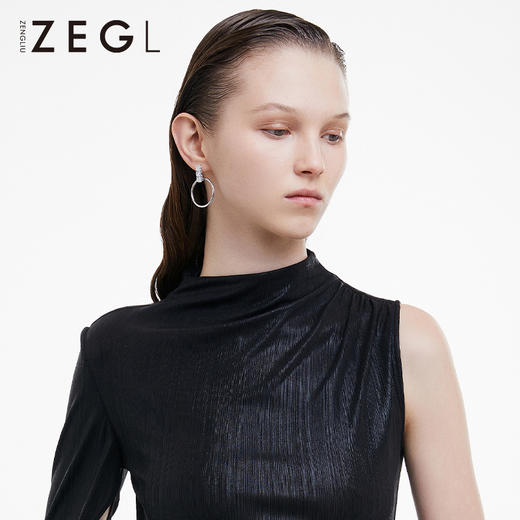 ZEGL几何圆圈耳环女韩国简约冷淡风气质耳钉925银针时尚网红耳饰 商品图4
