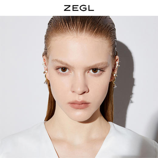 ZEGL设计师不规则人造珍珠耳夹女气质时尚耳骨夹耳环无耳洞耳饰品 商品图4