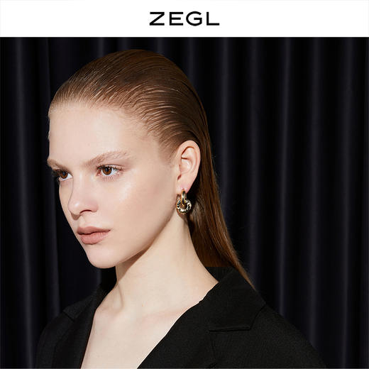 ZEGL金色环扣耳环耳扣女2021年新款潮法式复古耳钉小众网红耳饰品 商品图2