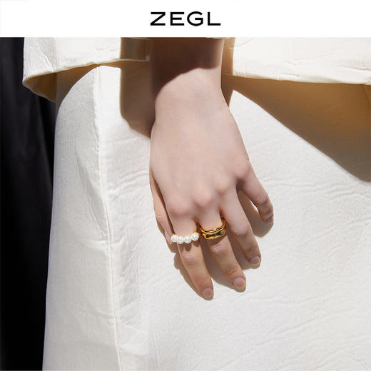 ZEGL高级感不规则戒指女复古港风小众指环简约时尚个性开口食指戒 商品图0