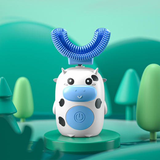 懒贝贝儿童电动U型充电式2~12岁声波牙刷奶牛ZJ 商品图0