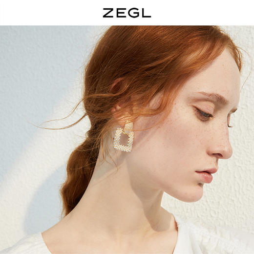 ZEGL法式复古仿珍珠方形耳环女轻奢气质优雅耳钉925银针春夏耳饰 商品图1