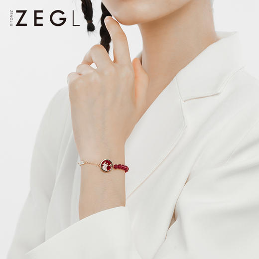 ZEGL设计师925纯银牛年本命年礼物红玛瑙手链女属牛情侣手串饰品 商品图1