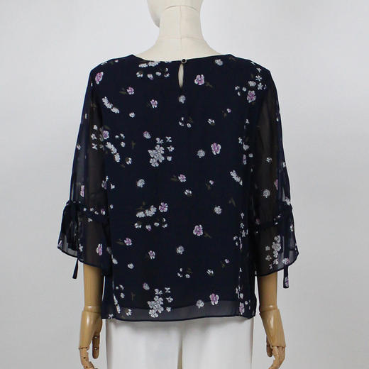 FOCALS福柯斯女装夏季新款桑蚕丝圆领宽松印花衬衫YBAN021BZ 商品图1