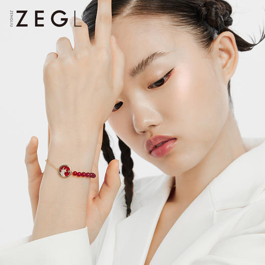 ZEGL设计师925纯银牛年本命年礼物红玛瑙手链女属牛情侣手串饰品 商品图3