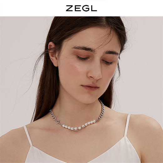 ZEGL设计师ot扣项链星星项链女小众设计感人造珍珠嘻哈锁骨链配饰 商品图3