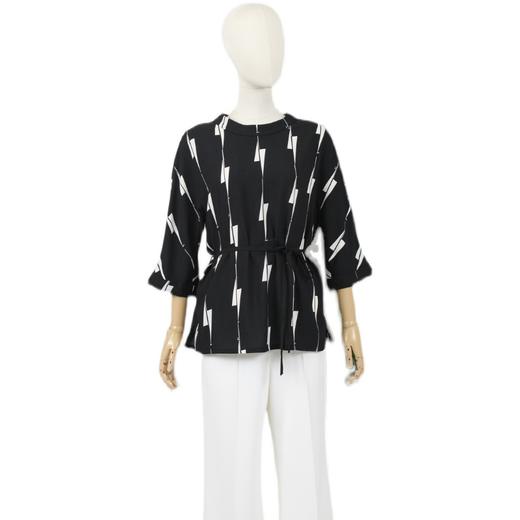 FOCALS福柯斯女装夏季新款圆领通勤七分袖印花衬衫YJAN023NW 商品图4