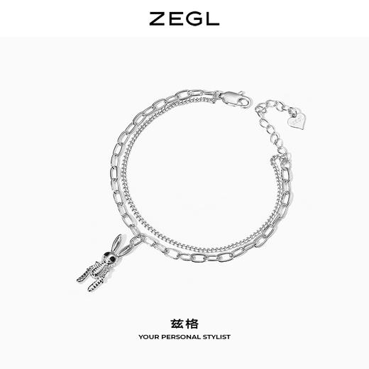 ZEGL925纯银复古双层机械兔子手链女ins小众设计冷淡风个性手饰品 商品图3