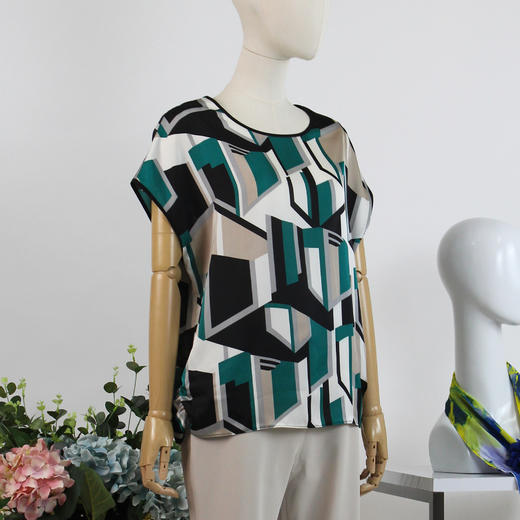 FOCALS女装夏季新款圆领短袖休闲印花T恤上衣20BN062GV 商品图1