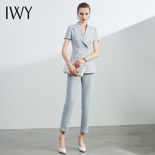 IWY/蓝色高端职业套装女时尚气质休闲短袖西装正装通勤工作西服
CP1167 商品图2