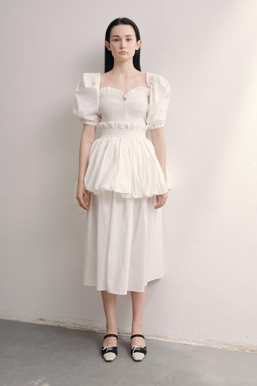 Puff-Sleeve Tiered Dress suit 商品图2