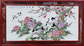 周惠胜：粉彩鹤寿绵长瓷板画