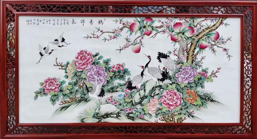 周惠胜：粉彩鹤寿绵长瓷板画 商品图0
