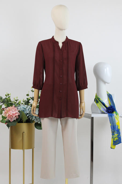 FOCALS福柯斯女装夏季新款纯色v领系带通勤衬衫2Y2S051R8 商品图4