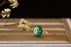 18K玫瑰金和田玉（碧玉）镶钻戒指   /平安扣12*4.5mm/阳绿 商品缩略图1