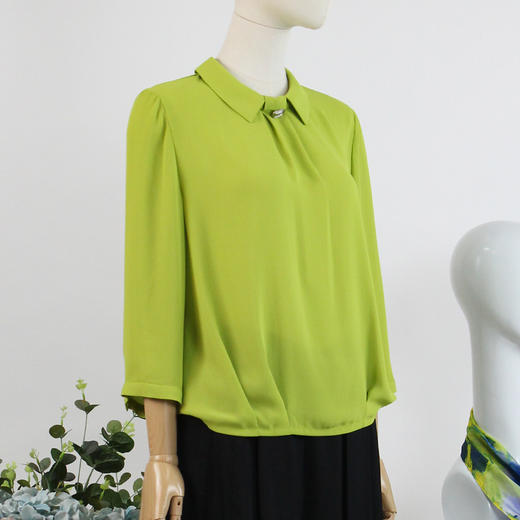 FOCALS福柯斯女装夏季新款翻领时尚气质纯色九分袖衬衫20BN101YG 商品图1
