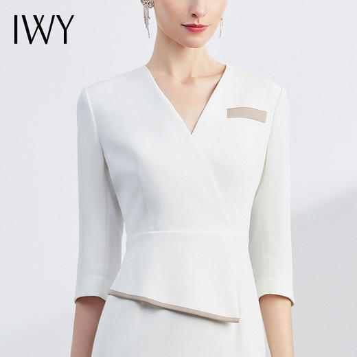 IWY/白色连衣裙职业装女士时尚气质修身名媛工作服OL
Q528-W 商品图4