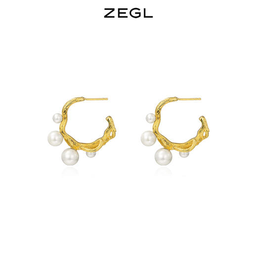 ZEGL设计师不规则人造珍珠耳环女2021年新款潮耳钉925银针耳饰品 商品图1