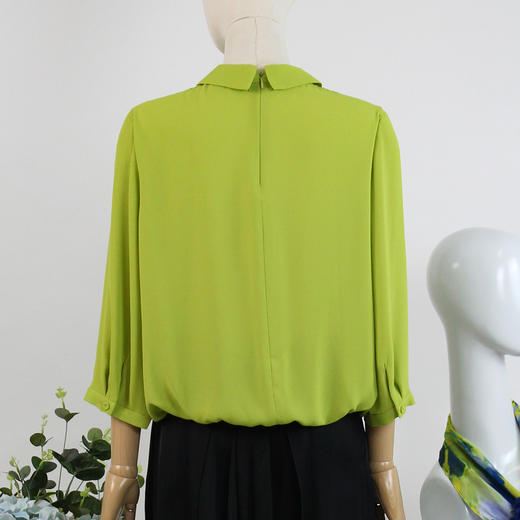 FOCALS福柯斯女装夏季新款翻领时尚气质纯色九分袖衬衫20BN101YG 商品图2