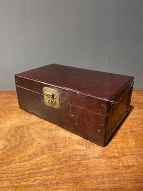 精工绷牛皮老文房收纳盒， 顺丰包邮