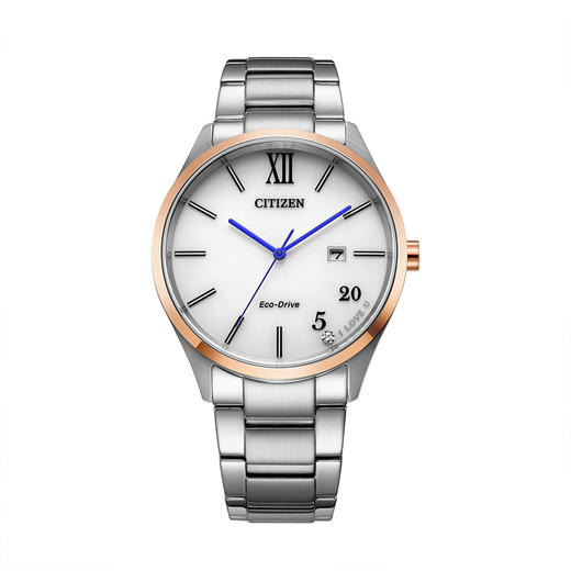 西铁城日本官方正品不锈钢间粉金色光动能情侣表BM7356-80A 商品图1