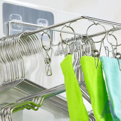 壁挂式8夹多功能袜架  不锈钢晾衣架晒袜子防风3.14 商品图4
