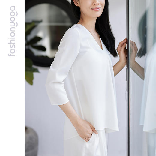 凡圣瑜伽褶裥V领中国风禅意长袖 FM11320 商品图3